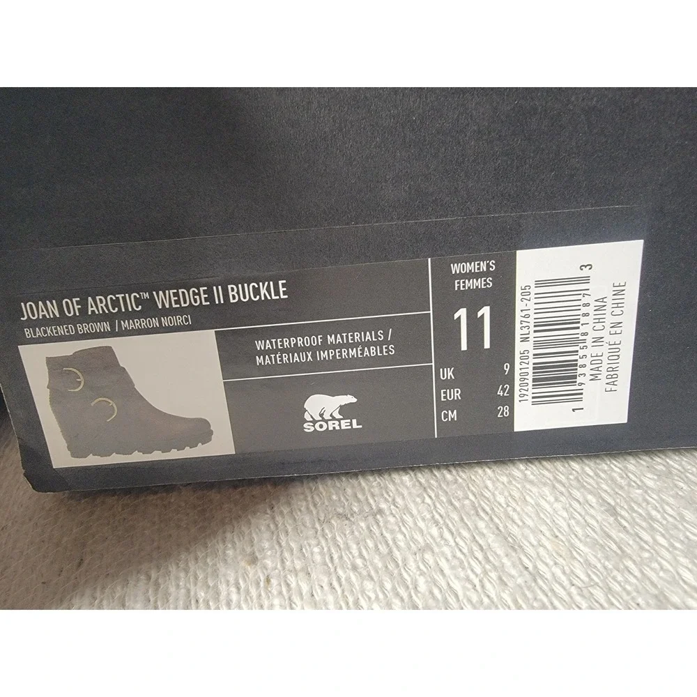 Sorel Joan of Arctic Wedge‎ II Buckle Boot 11 Blackened Brown Waterproof Leather
